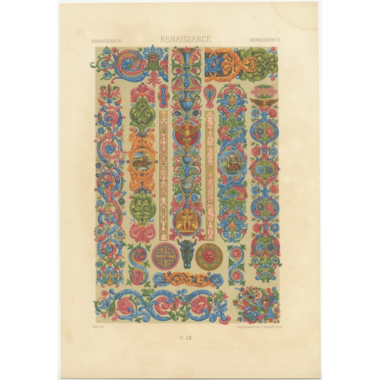 Pl. 52 Antique Print of decorative painting in France by Rachinet (1869)
