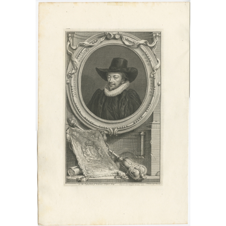 Antique Portrait of John Williams by Houbraken (c.1750)