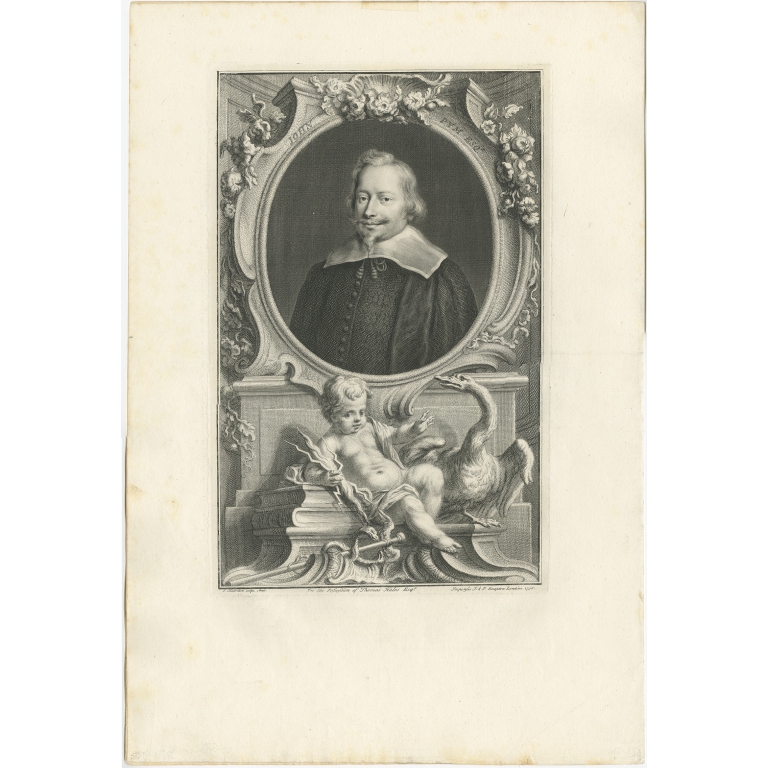 Antique Portrait of John Pym by Houbraken (c.1750)