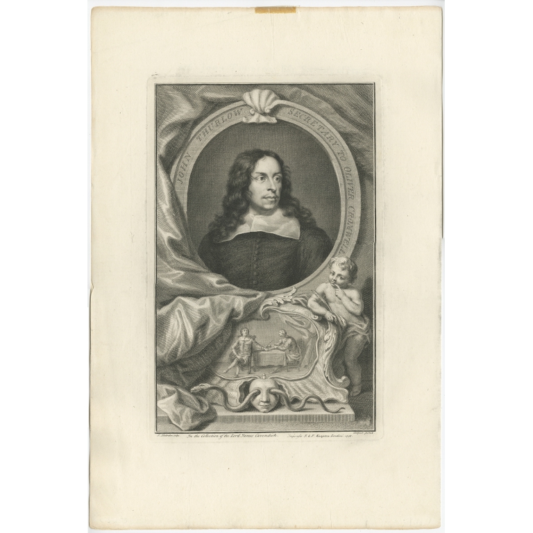 Antique Portrait of John Thurloe by Houbraken (c.1750)