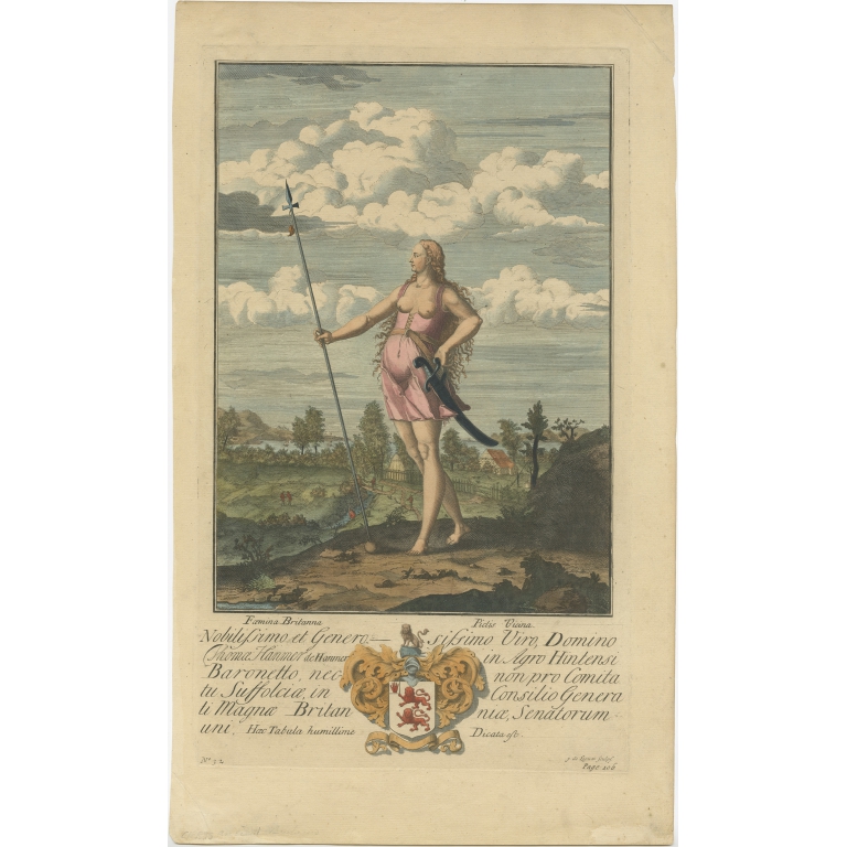 Antique Print of a Woman from Ancient Britain by Tonson (1712)