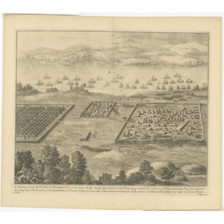 No. 68 Antique Print of Ptolemy's Camp by Duncan (c.1753)