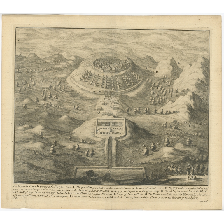 No. 50 Antique Print of the Greater and Lesser Camp by Duncan (c.1753)