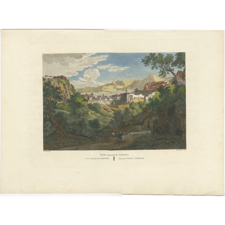 Antique Print of Tortosa by Laborde (c.1820)