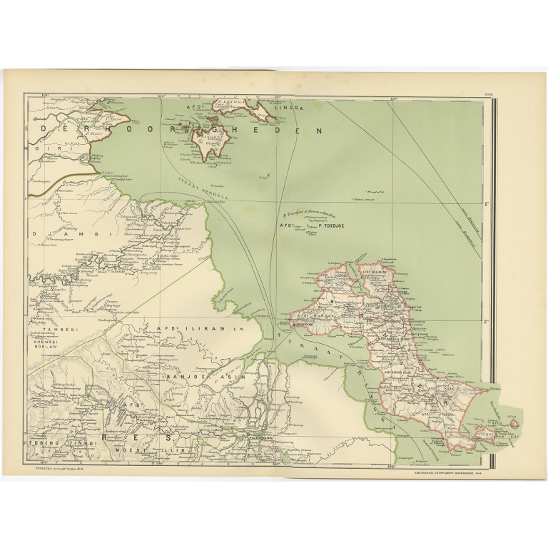 Antique Map of the Region of Banyuasin by Dornseiffen (1900)