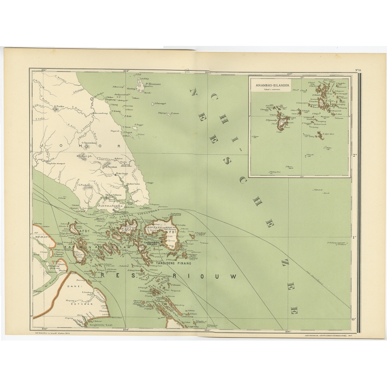 Antique Map Of The Riau Islands By Dornseiffen 1900