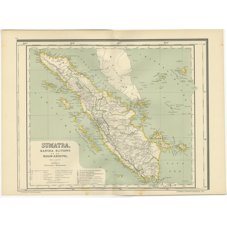 Antique Map of West Sumatra by Dornseiffen (1900)