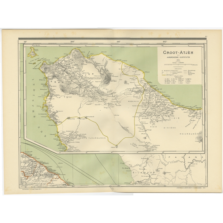 Antique Map of Aceh by Dornseiffen (1900)