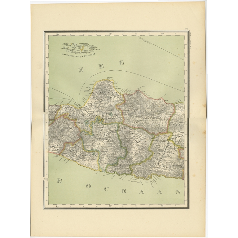 Antique Map of Central Java by Dornseiffen (1900)