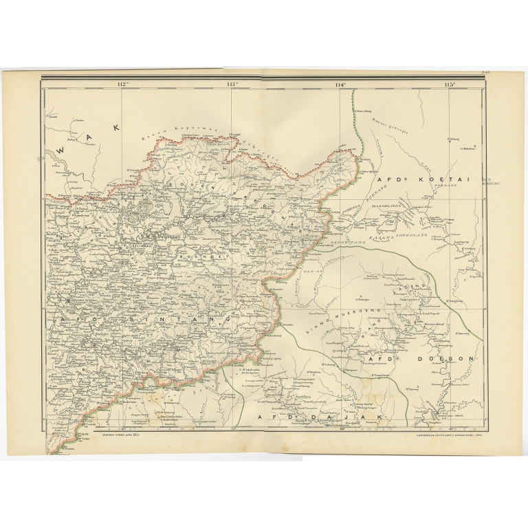 Antique Map of West Kalimantan (Schwaner Mountains) by Dornseiffen (1900)