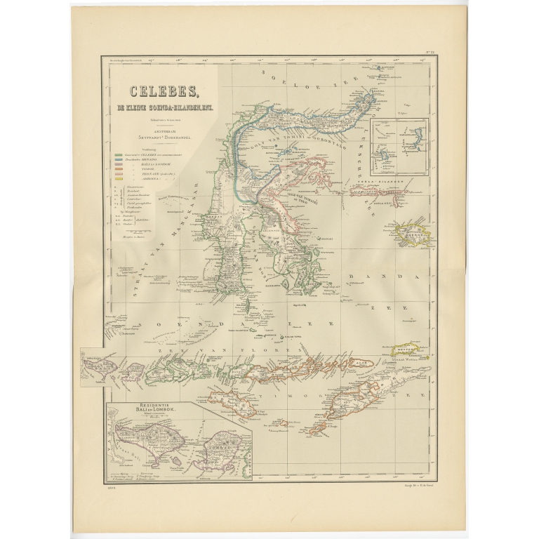 Antique Map of Sulawesi by Dornseiffen (1900)