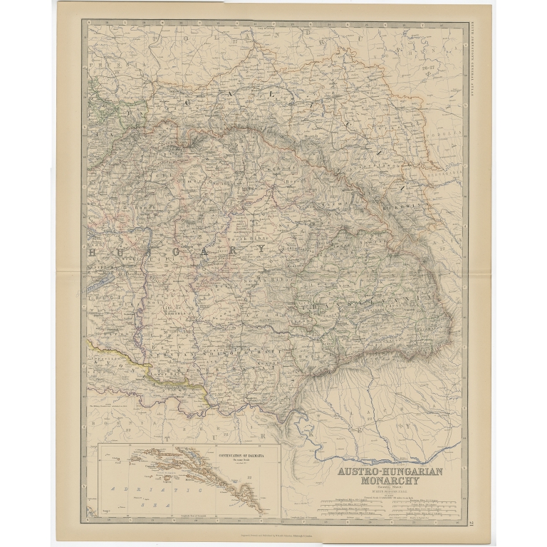 Antique Map of the Austro-Hungarian Empire by Johnston (1882)