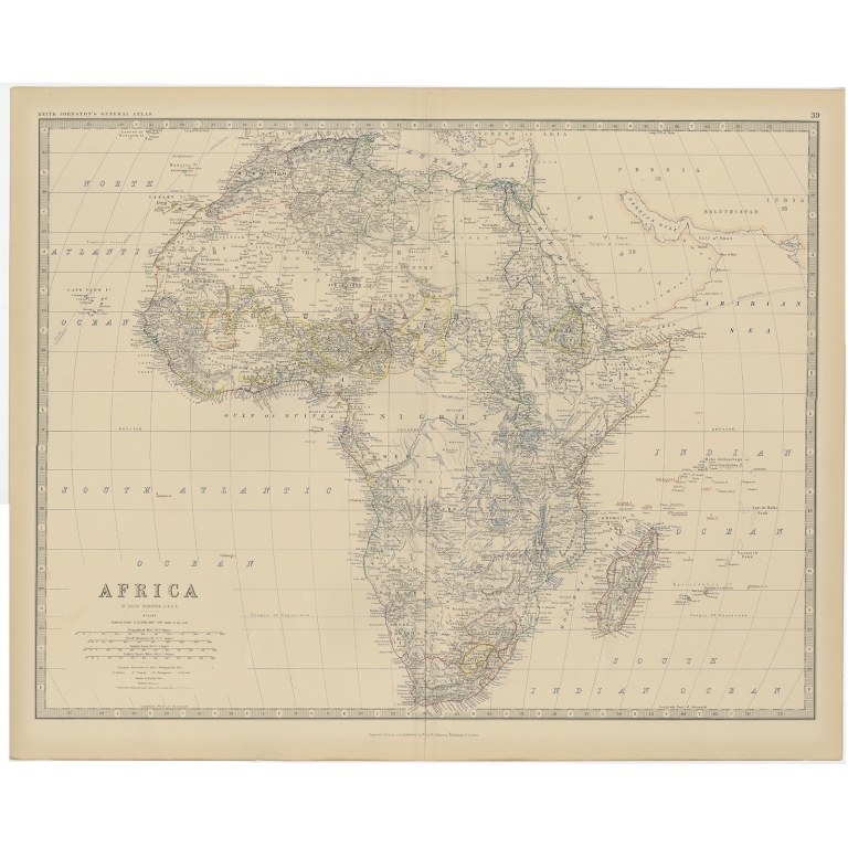 Antique Map of Africa by Johnston (1882)