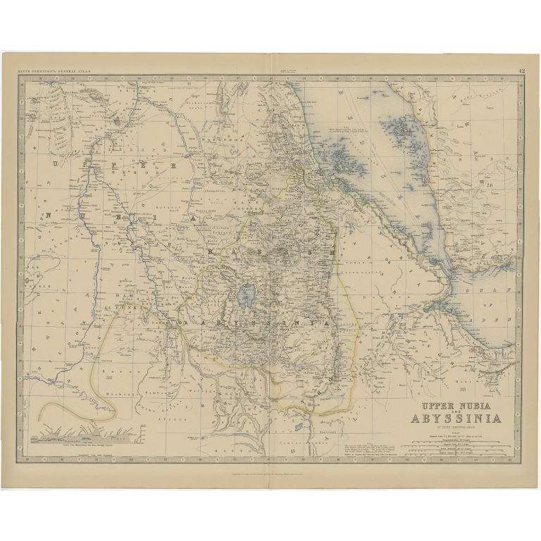 Antique Map of Upper Nubia and Abyssinia by Johnston (1882)