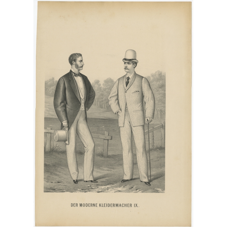 Pl. 9 Antique Print of Men's Fashion (c.1900)