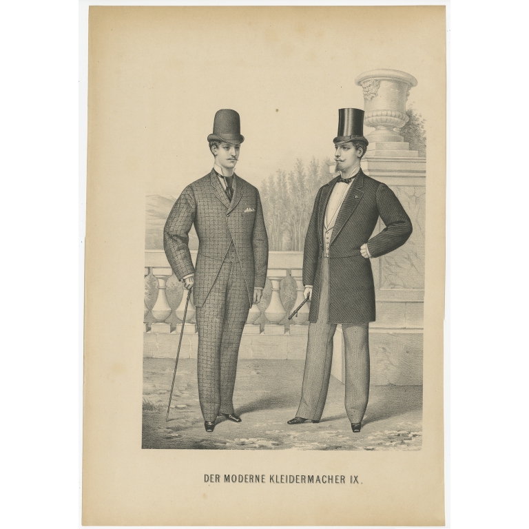 Pl. 9 Antique Print of Men's Fashion (c.1890)