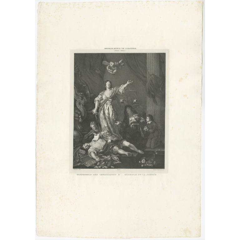 Antique Print of the Triumph of Justice by Elinksterk (c.1828)