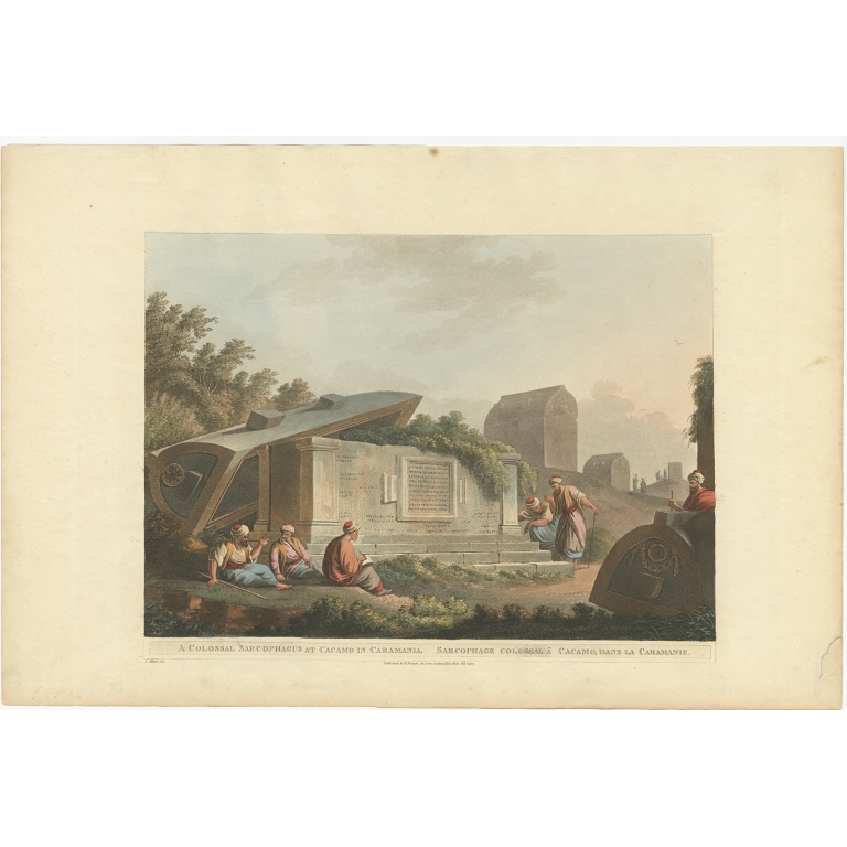 Antique Print of a Sarcophagus at Caccamo by Bowyer (1803)