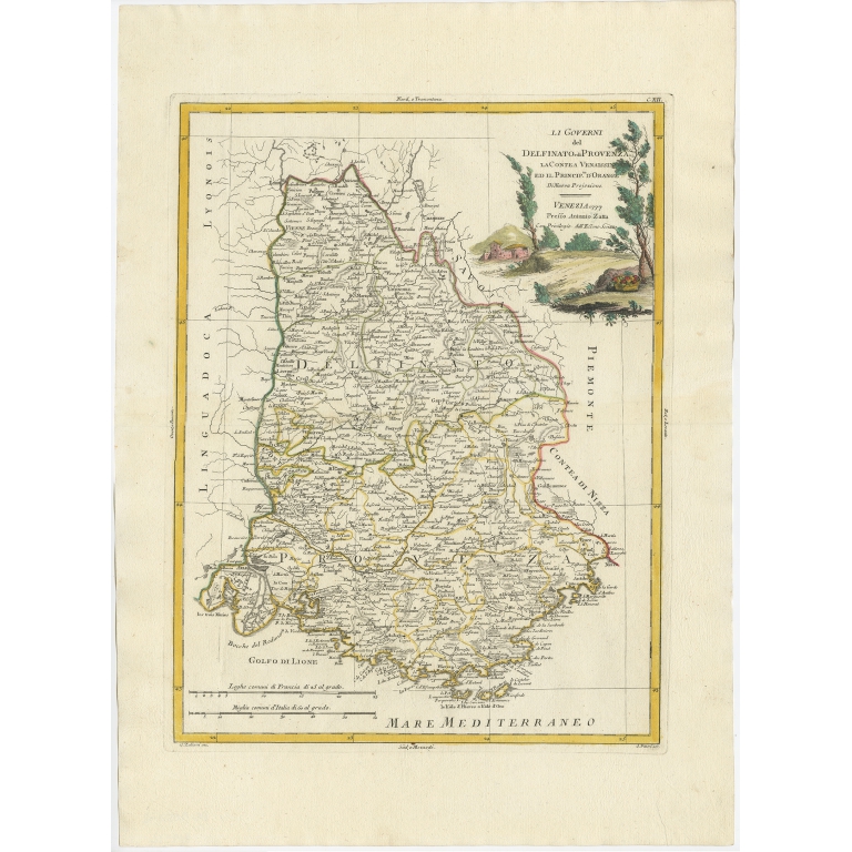 Antique Map of the Region of Dauphiné by Zatta (1779)