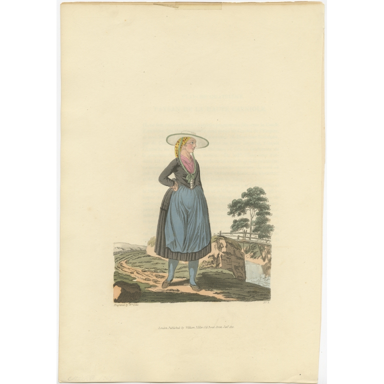 Antique Print of a Peasant of Upper Carniola by Miller (1804)