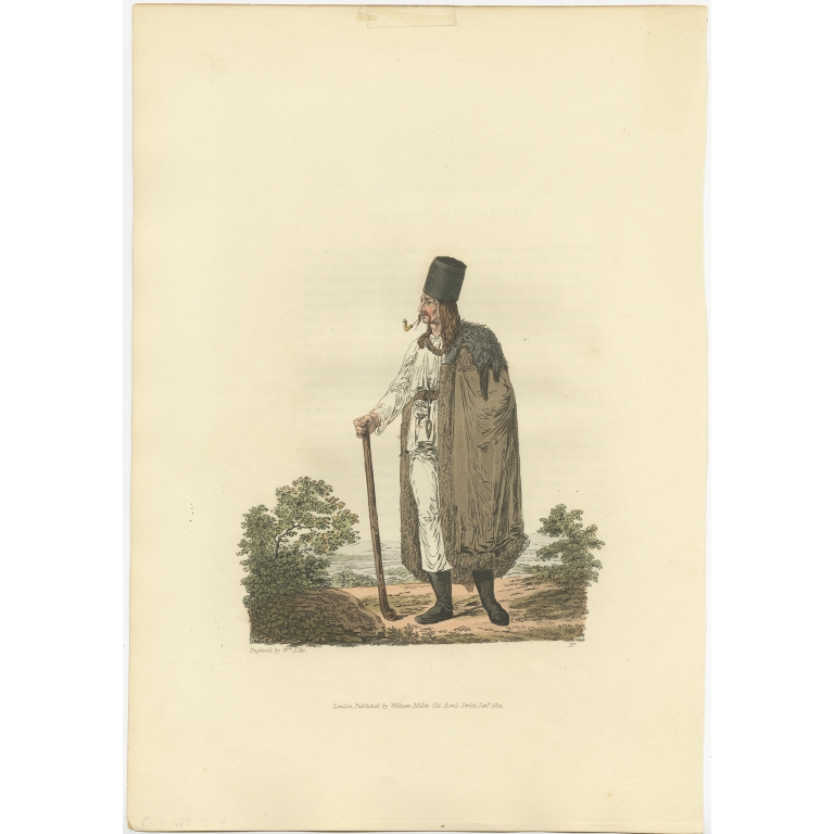 Antique Print of a Hungarian Peasant by Miller (1804)