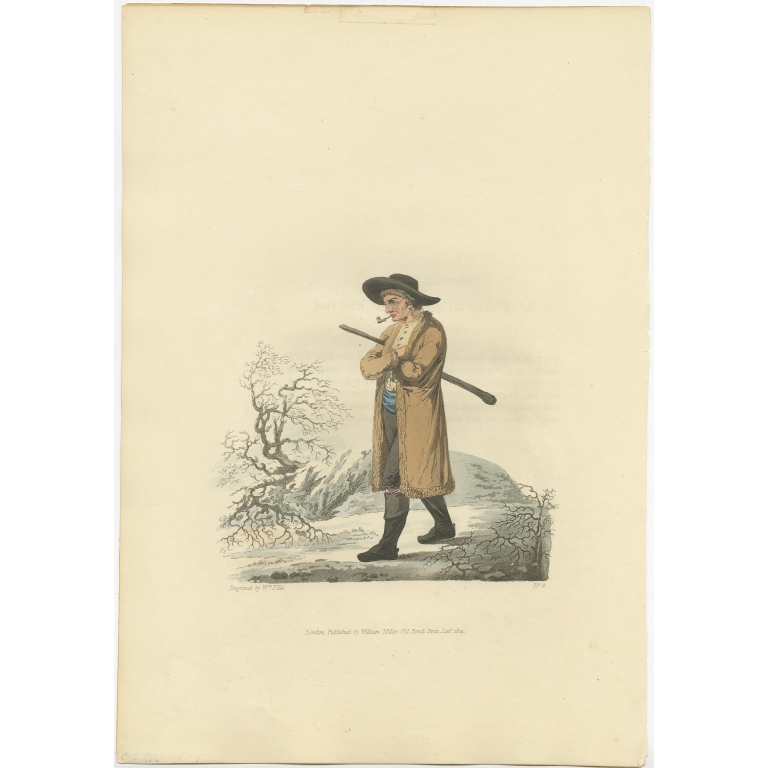 Antique Print of a Peasant of Upper Carniola by Miller (1804)