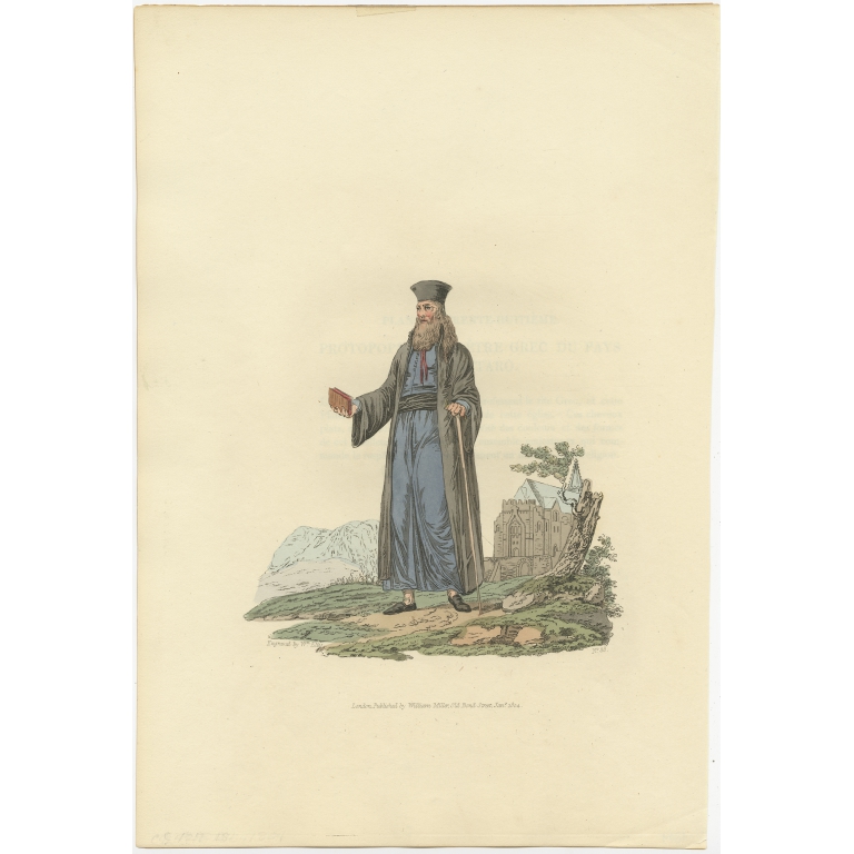 Antique Print of a Greek Priest by Miller (1804)