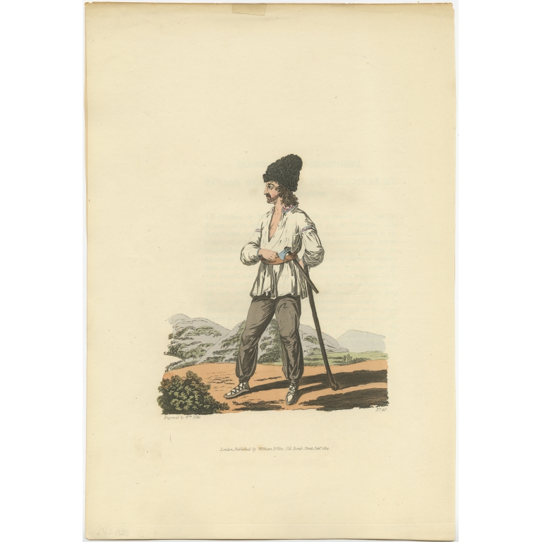 Antique Print of a Peasant of Little Russia by Miller (1804)