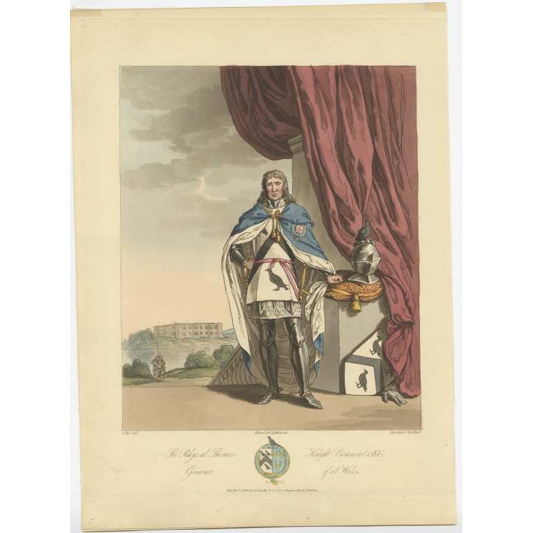 Antique Print of Sir Rhys ap Thomas by Atkinson (1812)