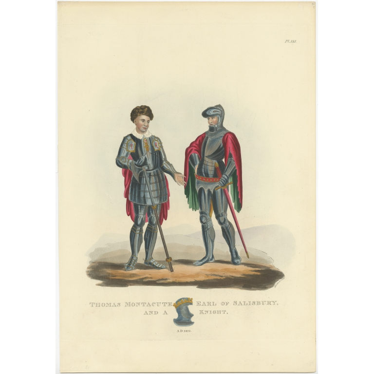 Antique Print of Thomas Montacute by Meyrick (1842)