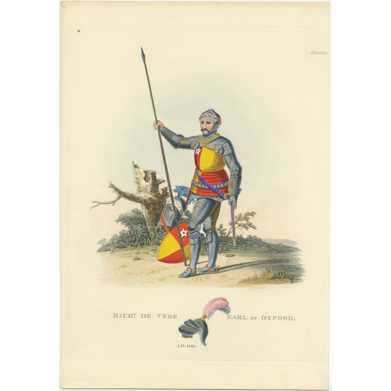 Antique Print of Richard de Vere by Meyrick (1842)