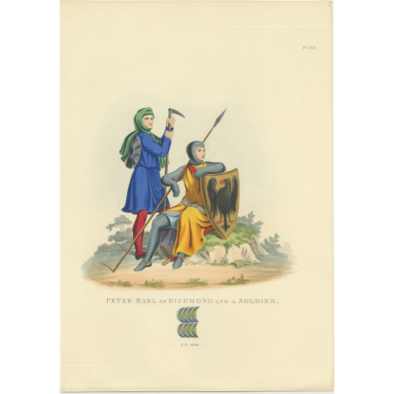 Antique Print of the Earl of Richmond by Meyrick (1842)