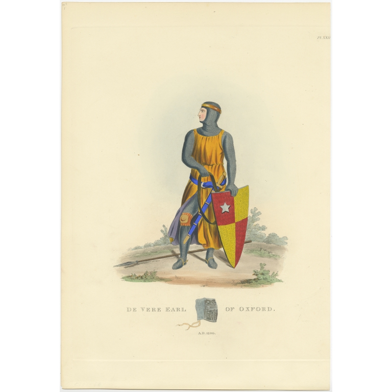 Antique Print of the Earl of Oxford by Meyrick (1842)