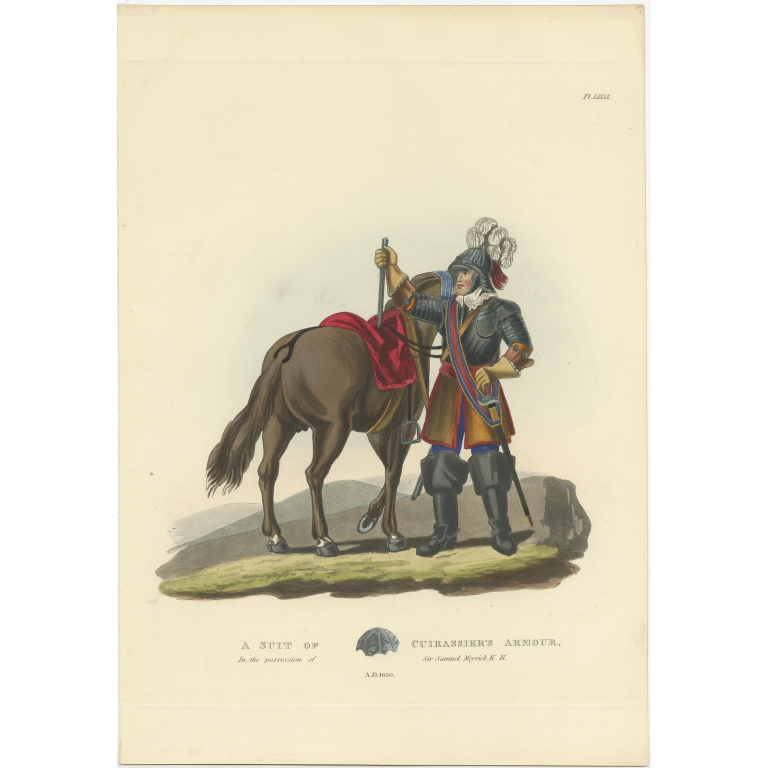 Antique Print of Cuirassier's Armour by Meyrick (1842)