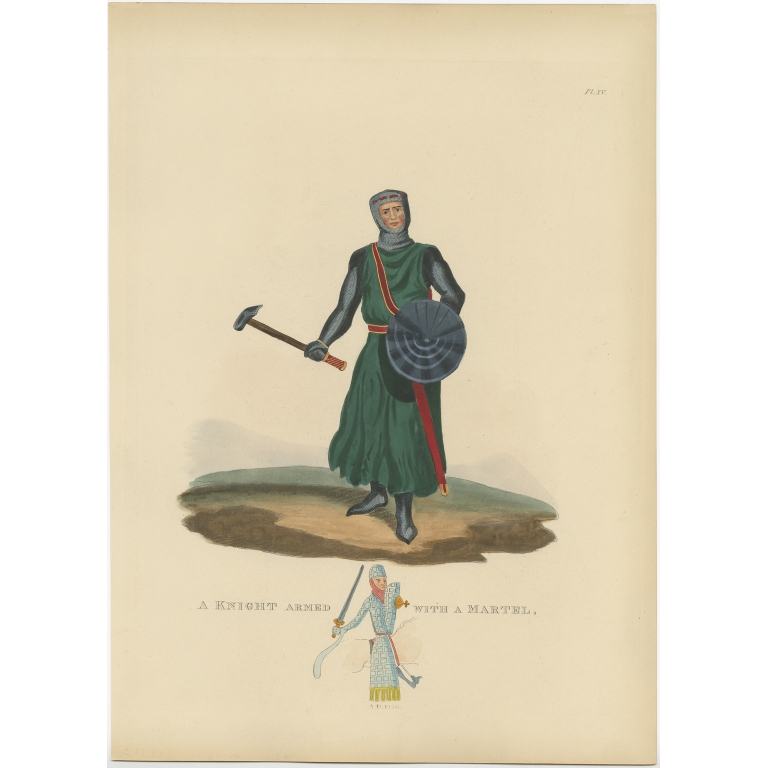 Antique Print of a Knight by Meyrick (1842)