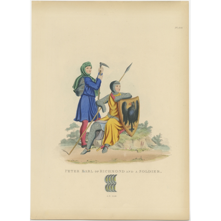 Antique Print of the Earl of Richmond by Meyrick (1842)