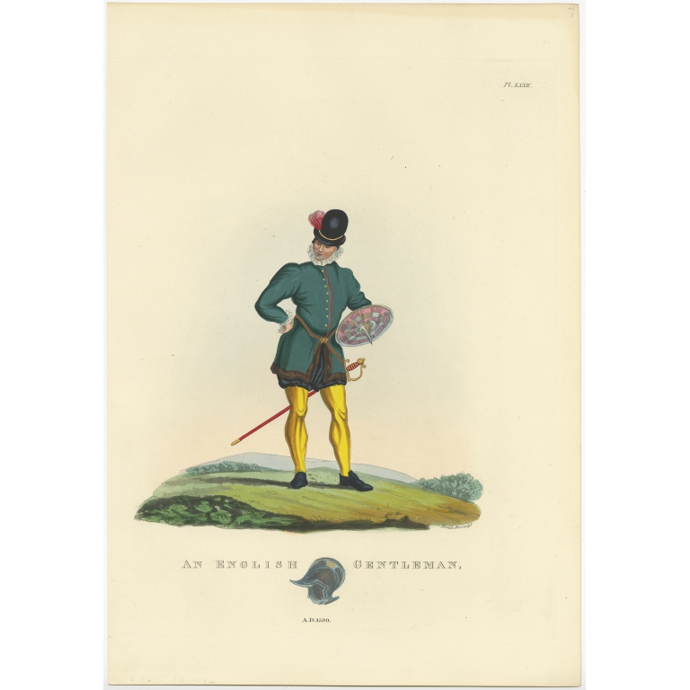 Antique Print of an English Gentleman by Meyrick (1842)