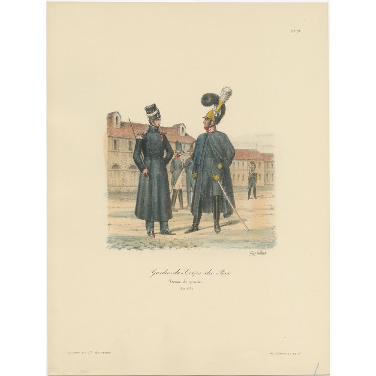 Antique Print of the Guards of the King of France by Titeux (1890)