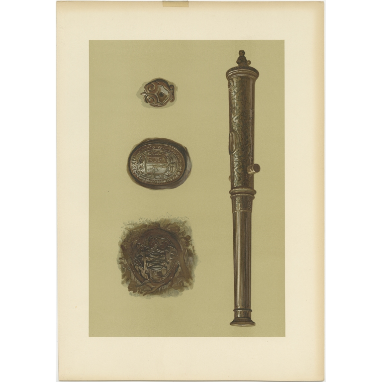 Antique Print of a Bronze Cannon by Gibb (1890)