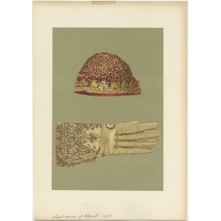 Antique Print of a Cap and Glove by Gibb (1890)