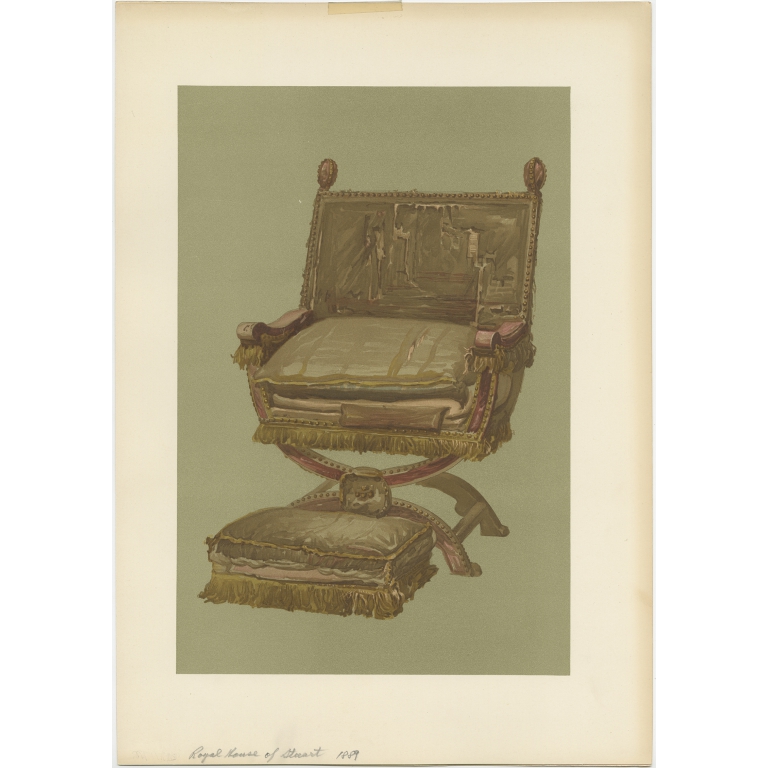 Antique Print of a Chair and Footstool by Gibb (1890)