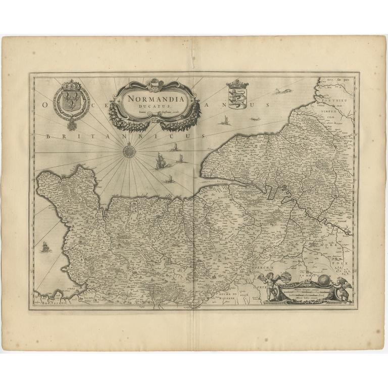 Antique Map of Normandy by Janssonius (1657)