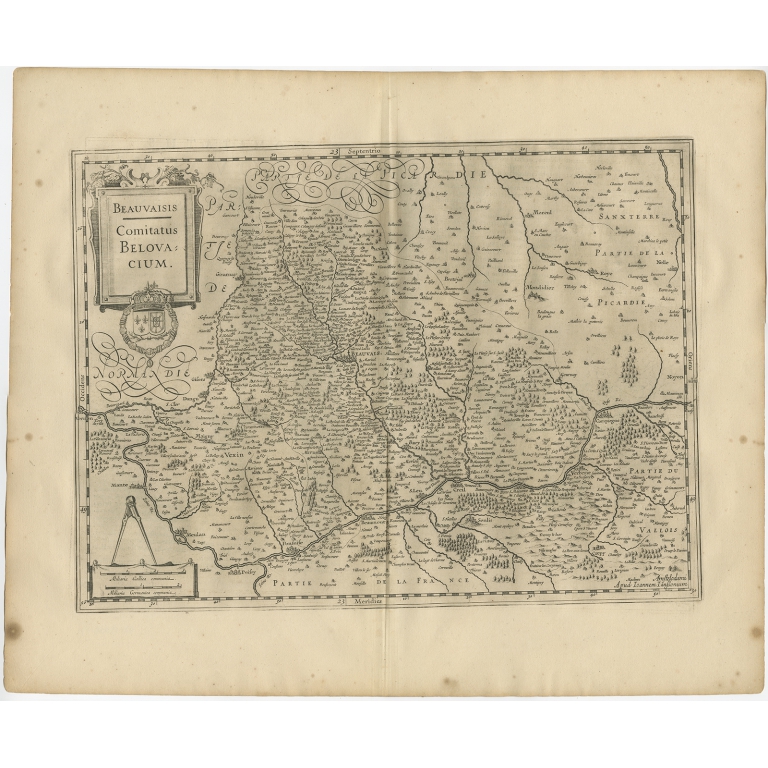 Antique Map of the region of Beauvais by Janssonius (1657)
