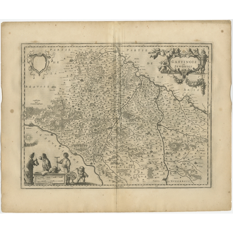 Antique Map of the region between the Seine and Loire Rivers by Janssonius (1657)
