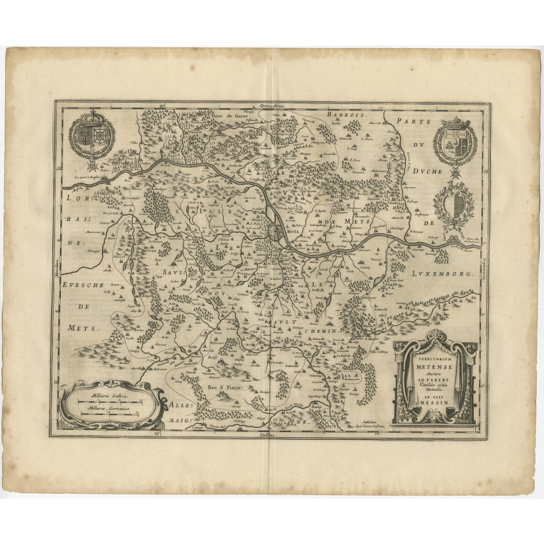 Antique Map of the Region of Metz by Janssonius (1657)
