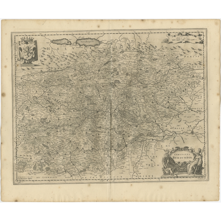 Antique Map of the Burgundy-Franche-Comté region by Janssonius (1657)