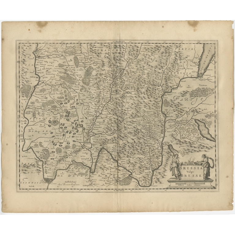 Antique Map of the region of Bresse by Janssonius (1657)