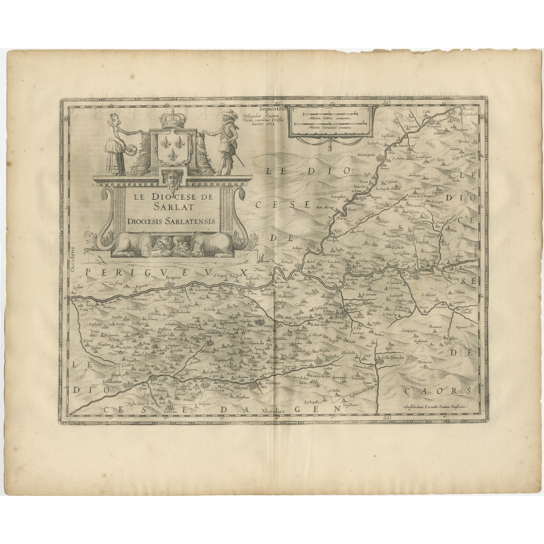 Antique Map of the region of Sarlat by Janssonius (1657)