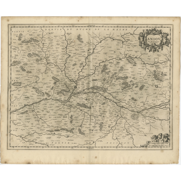 Antique Map of the region of the Loire Valley by Janssonius (1657)