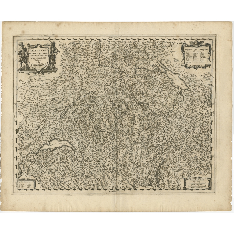 Antique Map of Switzerland by Janssonius (1657)